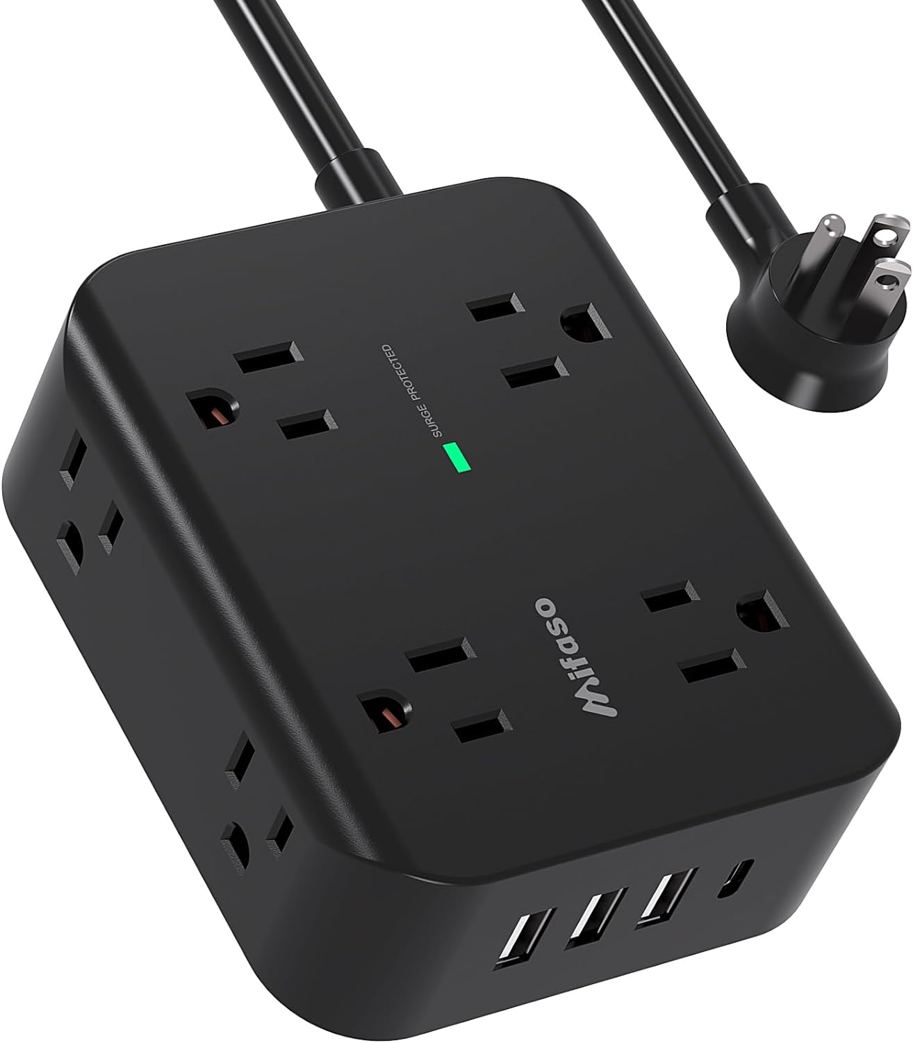 Extension Cord 15FT - 8 Outlets Power Strip Surge Protector with USB Ports, Heav-image