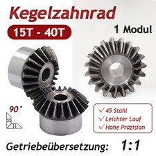 1 Module Bevel Gears 15 - 40 Tooth Bevel Gear 90° 1:1 Pair Metal 45# Steel