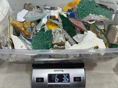 Fordite  - 6lb Rough Group-  Fordite Frenzy .  Detroit Agate - Garbage Truck