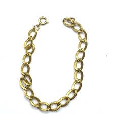 12K Gold Filled 7 Inch x 6.9 MM Textured Oval Curb Chain Bracelet