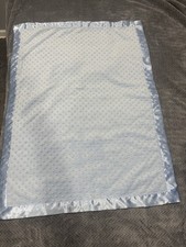 Just One Year by Carter's Blue Satin Trim Minky Dot Velour Crib Blanket