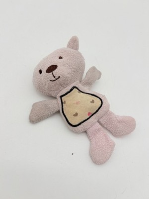 Cutie Pie Pink Bear Plush Mini Stuffed Toy Heart Print Belly Baby Lovey 