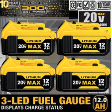 4Pack 12.0AH For DeWalt 20V 20 Volt Max XR Lithium Ion Battery DCB206-2 DCB205-2