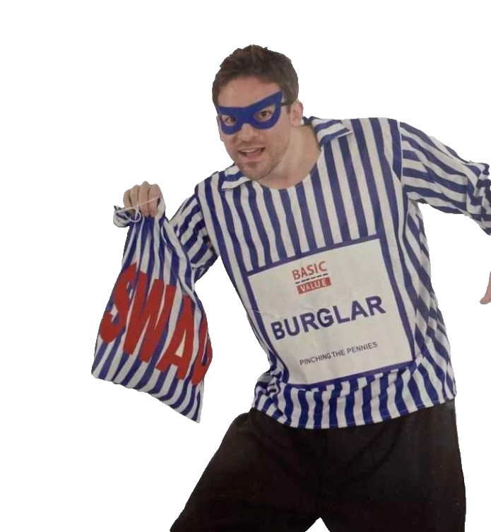 Halloween Básico Ladrón Adultos Elegante Fiesta de Vestir con Bolso Swag Talla XL