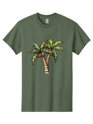 Coconut-Palm-Trees Mens Graphic Tee, 100% Cotton, Casual Summer Wear