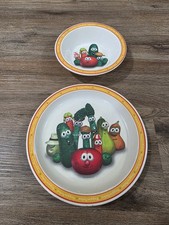 Veggie Tales Melamine Plate  Bowl Set Big Ideas Revelations Vintage 90's EUC