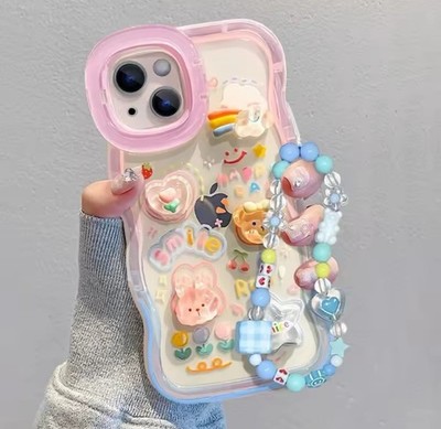 iPhone 16 Pro Max Case 3D Cute Harajuku With Beaded Charm 