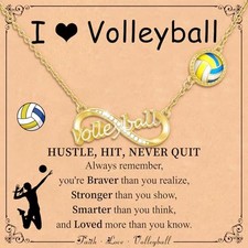 Softball/Volleyball/Soccer/Basketball Necklace for Girls Gold Volleyball-2