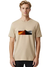 Futuristic-Landscape Mens Graphic Tee, 100% Cotton, Casual Summer Wear