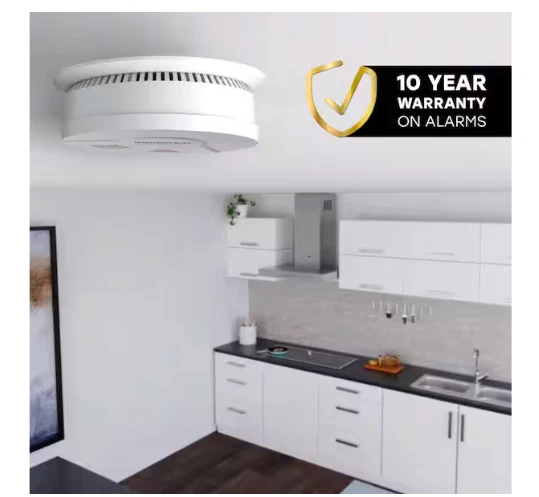 Paquete de 3 detectores de humo e incendio USI alarma sensor de ionización de batería de 10 años Foto 4 de 4