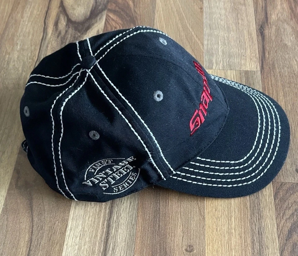 GORRA HERRAMIENTAS A PRESIÓN SOMBRERO NEGRO Costura Blanca SOMBRERO DE ACERO VINTAGE SERIE AJUSTABLE. Foto 2 de 4