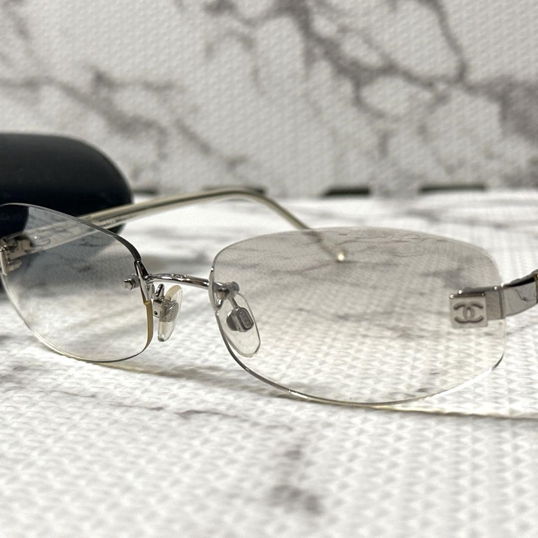 CHANEL サングラス 4067 CHANEL 4067 Vintage Rimless Sunglasses Coco Mark Silver