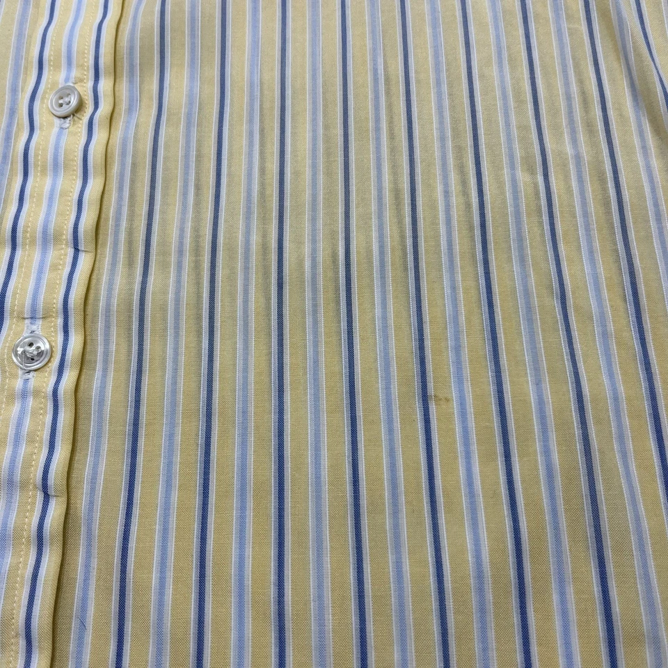 Camisa Turnbull & Asser Para Hombre 16 41 Amarillo Azul Rayas Puño Francés Inglaterra LEER* Foto 2 de 4