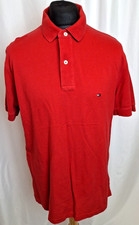 Tommy Hilfiger Polo Shirt Short Sleeve Smart Casual Designer Red Large A3994