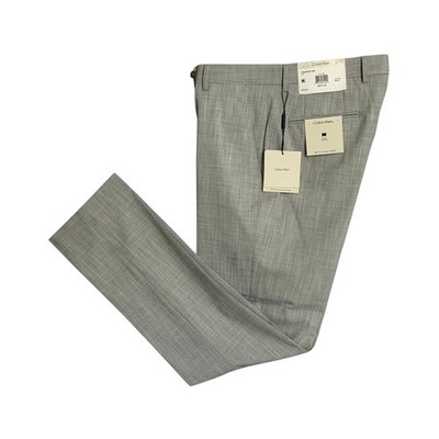 Calvin Klein Mens Slim fit Dress Pants 36 / 32 Light Gray Solid