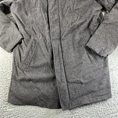 WOOLRICH WOOL TOWN COAT MENS MEDIUM GRAY FULL ZIP COLLARED BUTTONS WOOL NYLON - Picture 4 of 12