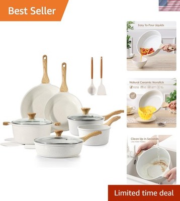 Nonstick Ceramic Cookware Set 16-Piece, Healthy Pots and Pans Set, Non-toxic ...