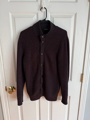 APT9 Wine Snap Up Knit Sweater Small Mens