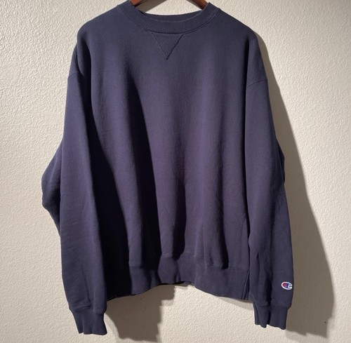 Champion, Vintage Champion Crew Neck Navy Blue Long sleeve Sweater XL Clean 1990s USA