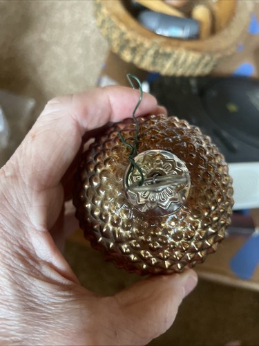 Grande ghianda vetro vintage stile sfera Natale oro vetro ornamento kitsch - Foto 5 di 7
