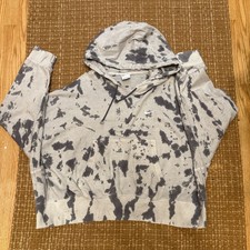 Nike Women's Tie Dye Hoodie Sweatshirt Oversized Crop Washed Gray Size Large