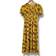 MICHAEL Michael Kors Womens Yellow Floral Butterfly Midi Dress Size Small