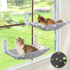 Zoratoo 2PC Cat Window Perch, Glow in The Dark Cordless Foldable Pet Hammock ...