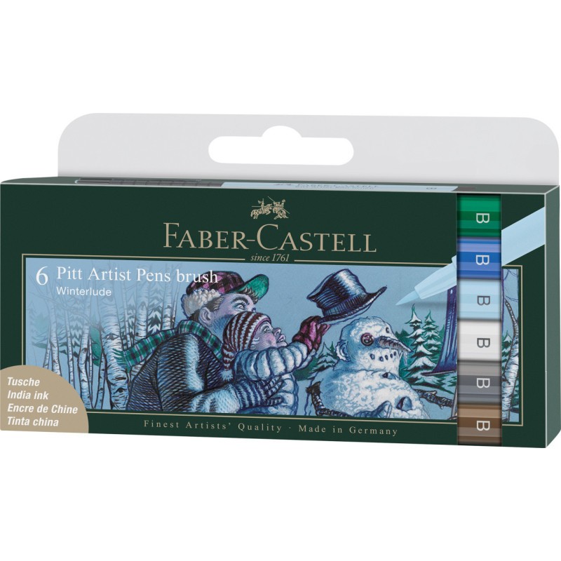 Feutres Faber-Castell Pitt Artist Pen Winterlude | Pochette de 6 feutres pinceaux assortis
