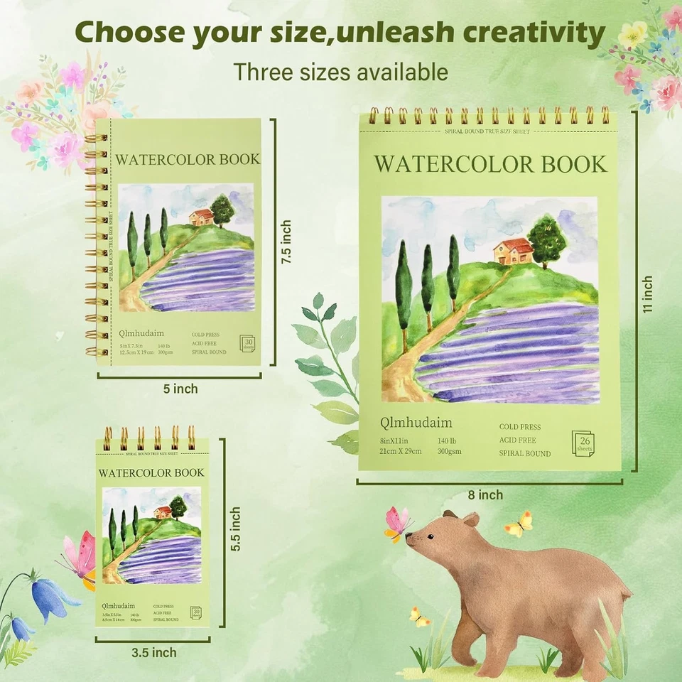 3 件装 Watercolor Paper Pad 3.5”×5.5“(3pack), 海绿  — 第 2/4 张图片