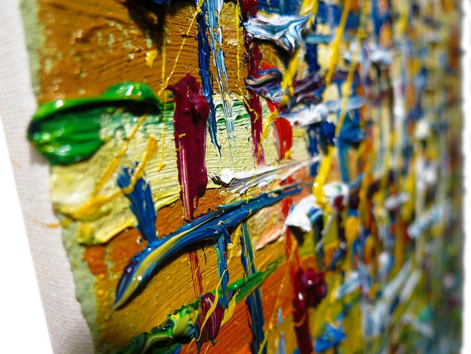 ACEITE DE PAISAJE█PINTURA█FLORES DE COLECCIÓN█ARTE FIRMADO ABSTRACTO ORIGINAL DECORACIÓN JARDÍN Foto 3 de 4