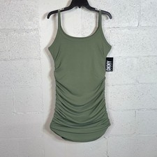 Dkny Sport Women's Jacquard Ruched Sleeveless Tank Dress, Lily Pad XL