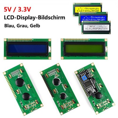 5V 3.3V LCD 1602 16x2 Display Anzeige Modul Für Raspberry IIC/I2C Blau Grau Gelb