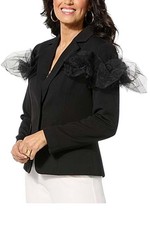 C Wonder by Christian Siriano Women's Runway Mixed Media Blazer Black