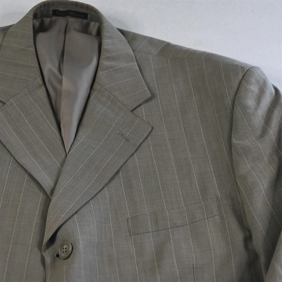 Zandello 44L 38x32 Marrón Tostado Rayas 3 Piezas Chaleco Hombres Chaqueta Pantalones Traje Foto 3 de 4