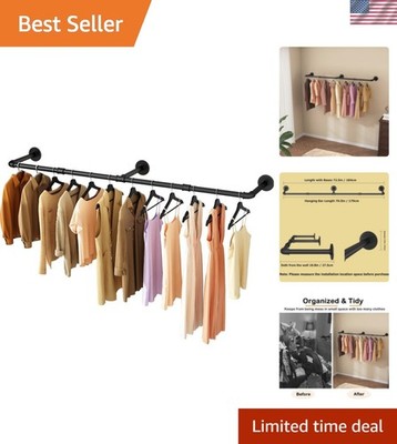 Wall Mounted Clothes Rack 72.5in, Industrial Pipe Clothing Racks Wall Mount, ...