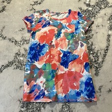 Talbots Supersoft Dress Womens Sz XL Slub Crewneck Painted Flowers Pattern