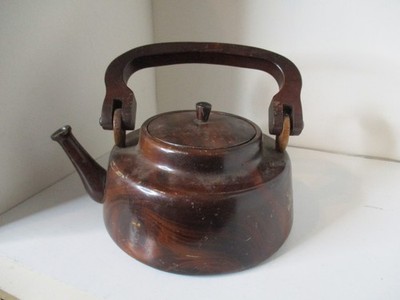Vintage Handmade Wooden Tea Kettle  Decor