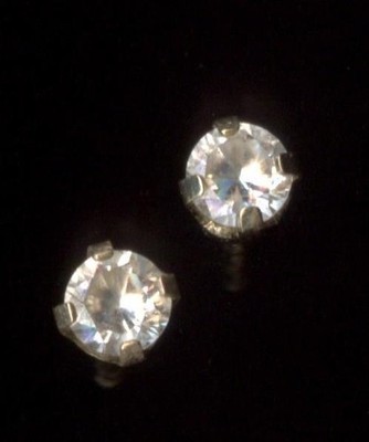 14K Solid Yellow Gold 3mm Round Clear Crystal CZ Solitaire Stud Earrings yo