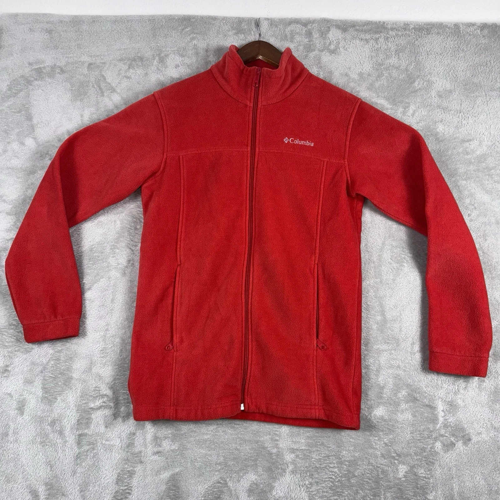 Columbia Fleece Jacket Red Full Zip Outdoor Boys Size Extra Large