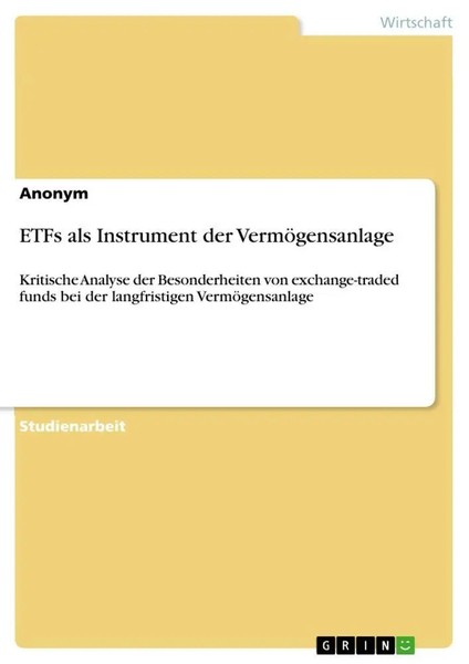 Anonymous | Etfs Als Instrument Der VermöGensanlage | Taschenbuch | Deutsch-image