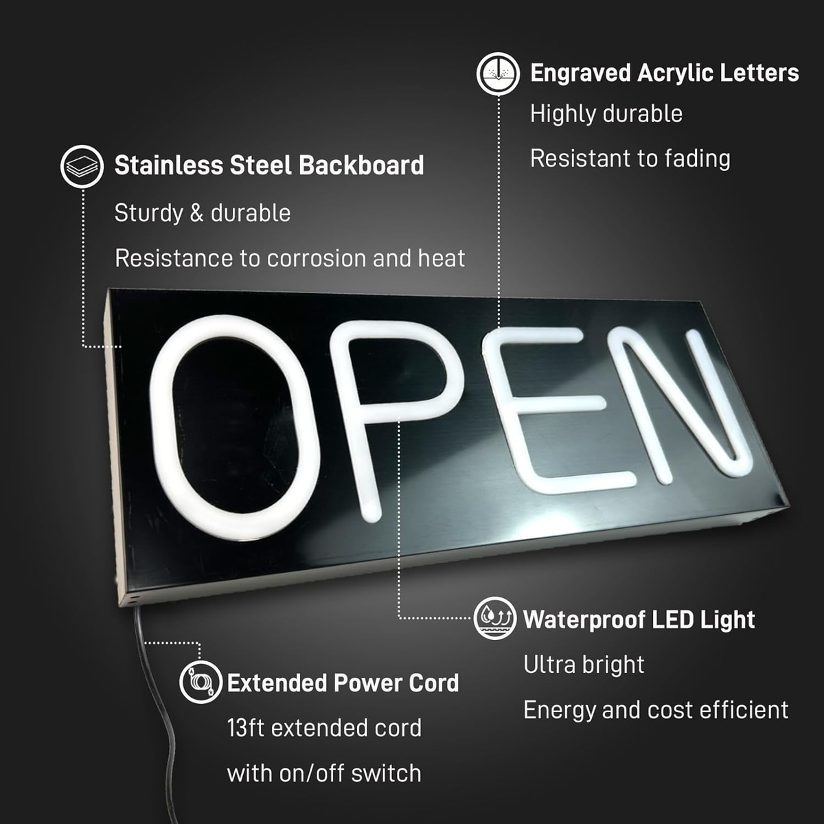 Large Outdoor Waterproof Open Sign LED, LED Open Signs for