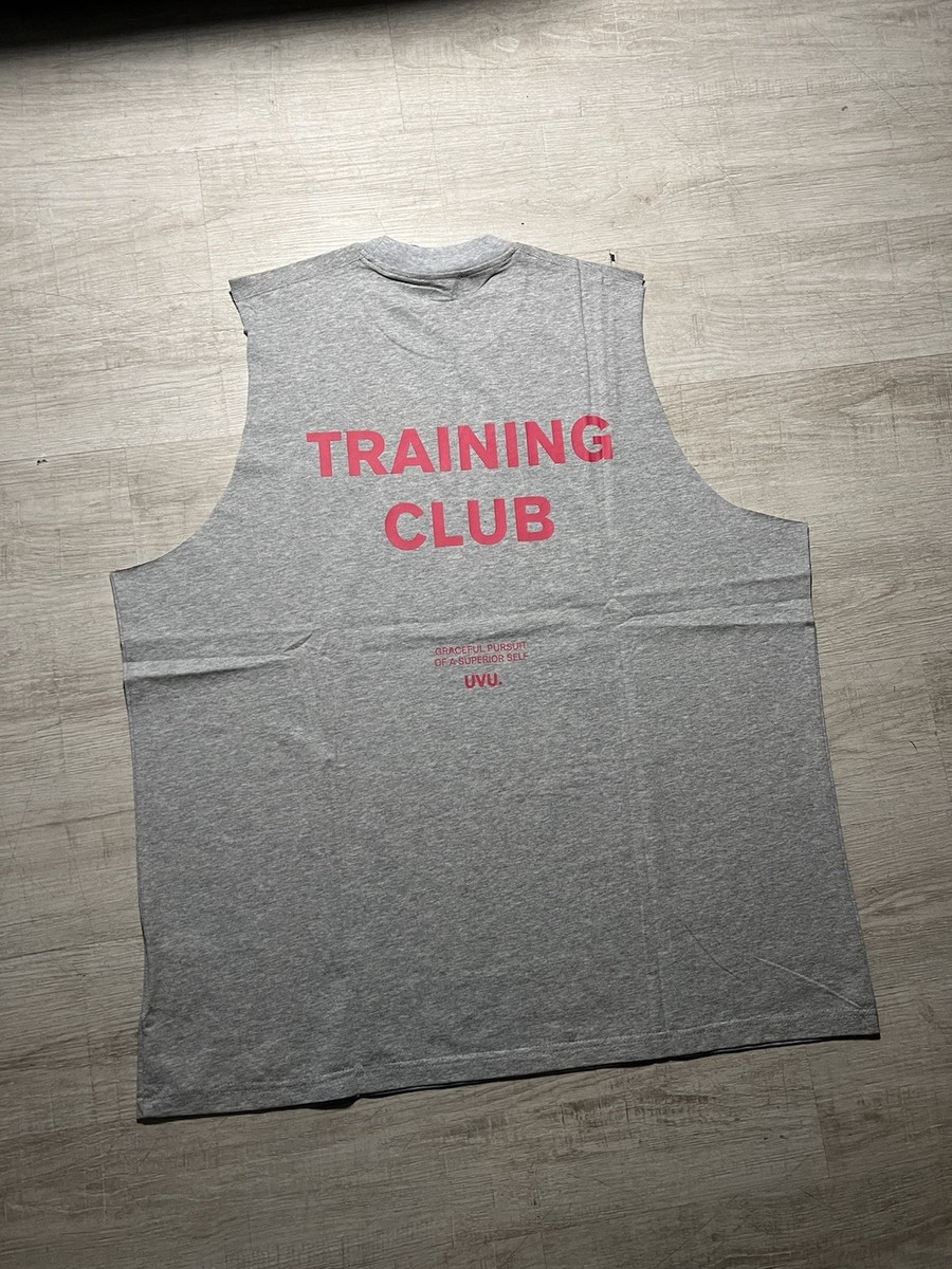 UVU Training Club Cut Off Tank Top Gray Sleeveless Cotton Techwear