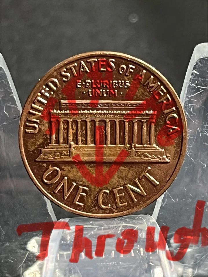1970 US ERROR Penny UNSEEN STRIKE THROUGH - Image 4 of 4