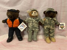 VTG 1989 Bear Forces of America Lot of Three Teddy Plush 10''