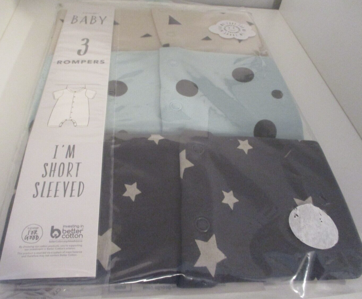 Baby Boy/ GIRL 0/3 Months BNWT George Pack Rompers Set UK