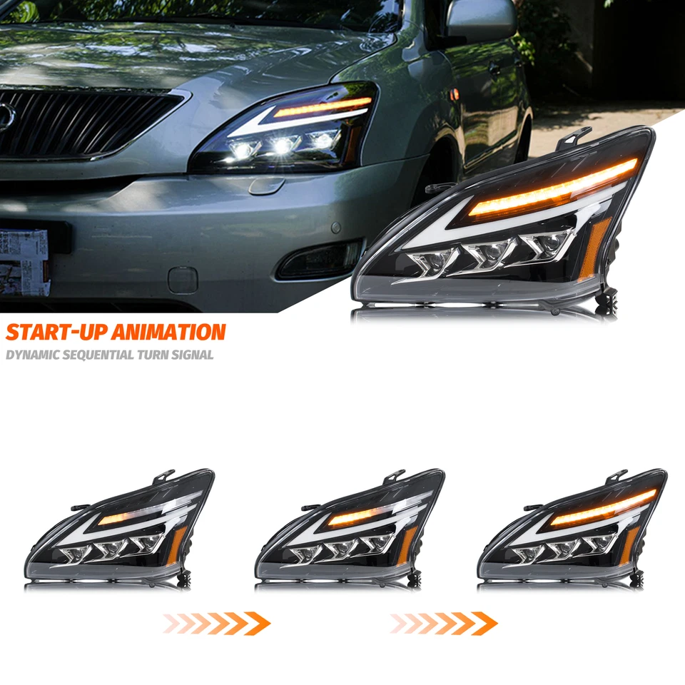 Faros LED compatibles con Lexus RX330 RX350 RX400h 2005-2009 faros delanteros Foto 3 de 4