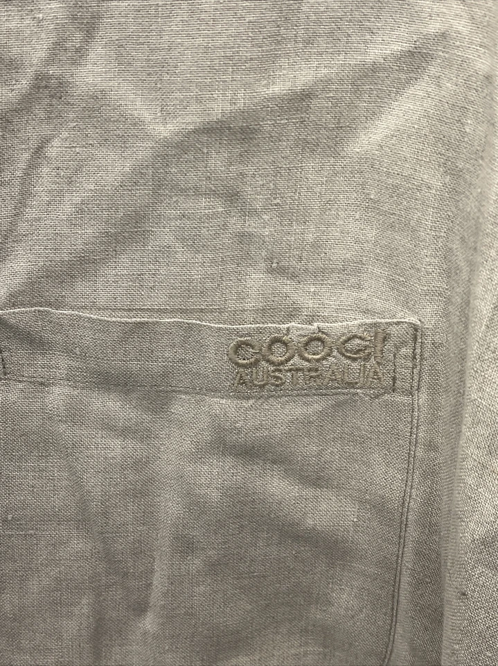 Coogi Manga Larga Abotonada 2x Caqui XXL 100% Lino Hecho en Australia Foto 2 de 4