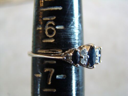 Vintage Sterling Silver Sapphire blue and Clear Stone Ring Size 6.5 - Picture 5 of 6