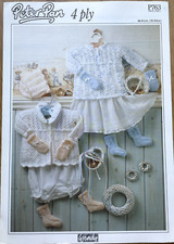 Baby girls traditional layette KNITTING PATTERN Lace matinee coat  Peter Pan 763