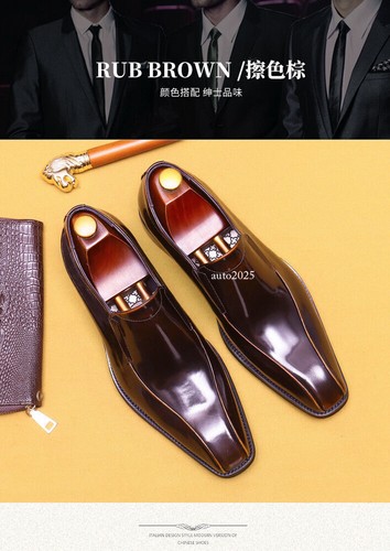 British Wedding Mens Slip On Real Leather Formal Dress Business Shoes Pointy Toe - Bild 9 von 26